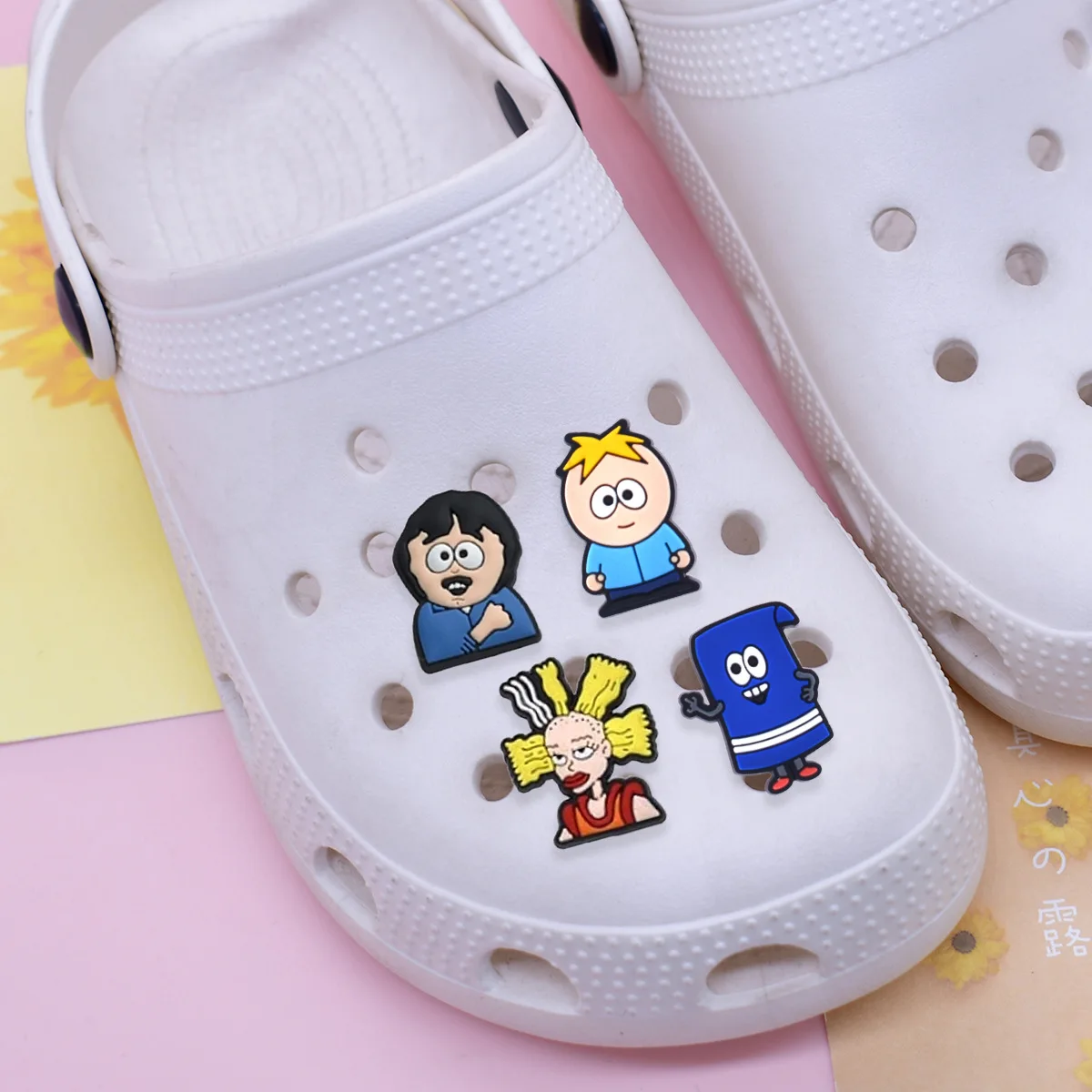 Mesuca 8Pcs Q‑Version South Park Figure PVC Shoe Decoration Charms Waterproof Clog Decor DIY Cartoon Ornament Accessoriesent