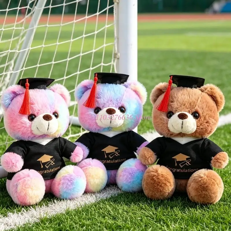 R6FD Lovely Graduation Bear Stuffed Animal Plush Doll Cuddling Companion Gift Giving For College Student Graduates 2026