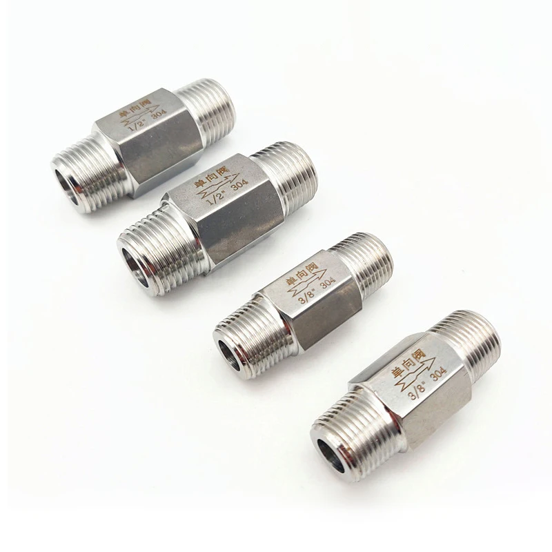 

304 Stainless Steel One Way Valve 1/8" 1/4" 3/8" 1/2" 3/4" 1" Hexagonal Male Thread Check Valve