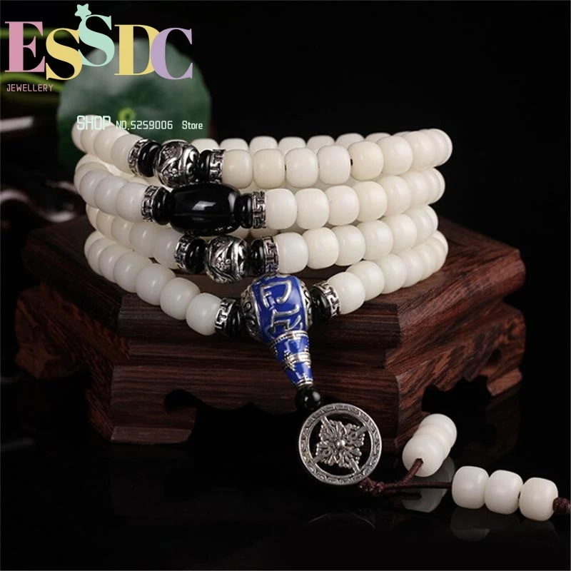 Hot Sale Buddhist 108 Mala Natural Hainan White Bodhi Root Hand Polished Beads Bracelet for Women Men Prayer Jewelry Wholesale