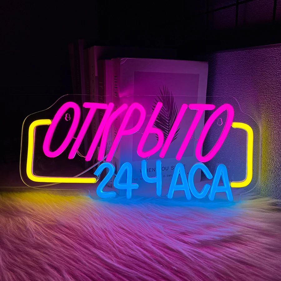 Sinais de néon LED abertos 24 horas, lojas, bares, salões, decoração artística de hotel, então que sua empresa pode ser visto durante o dia ou à noite.