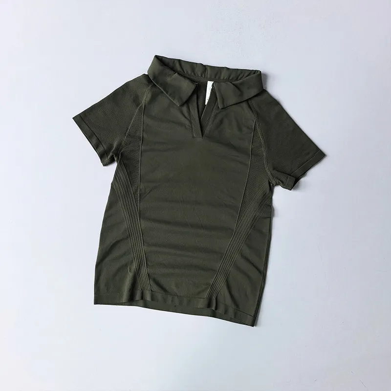 Sommer-Poloshirt mit Kragen, atmungsaktive Tennisbekleidung, Outdoor-Fitness-Sportbekleidung, Damen-Pilates-Yoga-Laufshirt, schnelltrocknendes Tennis-T-Shirt – Detail 7