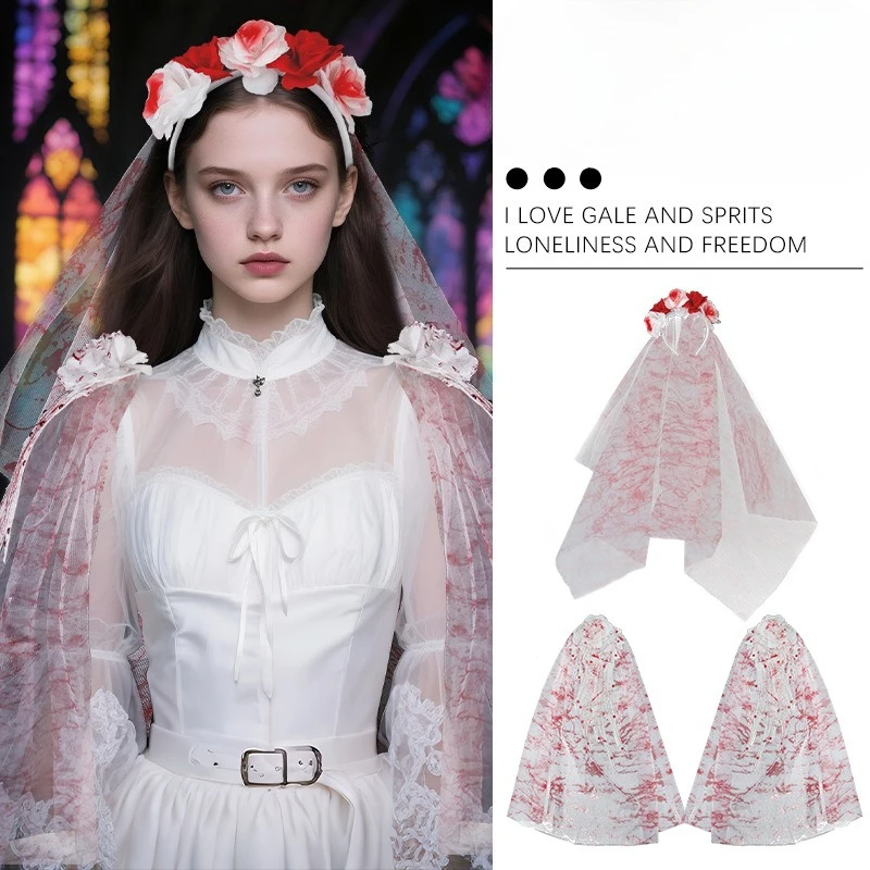 

Праздничный набор аксессуаров для волос: повязка на голову из тюля с цветами и черепами в темном стиле для Хэллоуина, вечеринок и выступлений