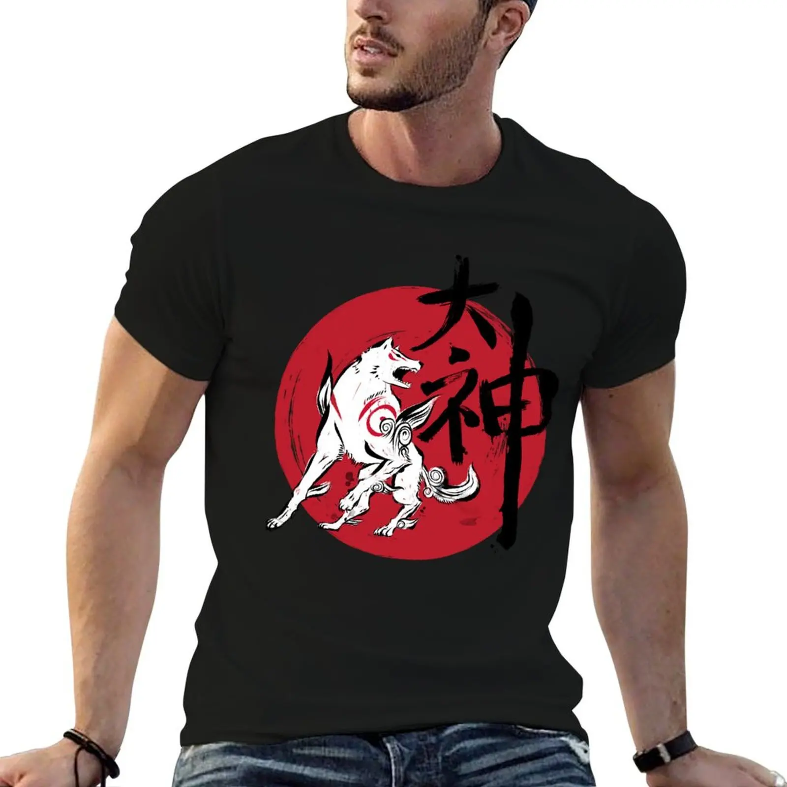 Camiseta Creme Great God sumi-e, camiseta de algodón negra lisa para hombre, paquete de camisetas para hombre, camiseta gráfica para hombre