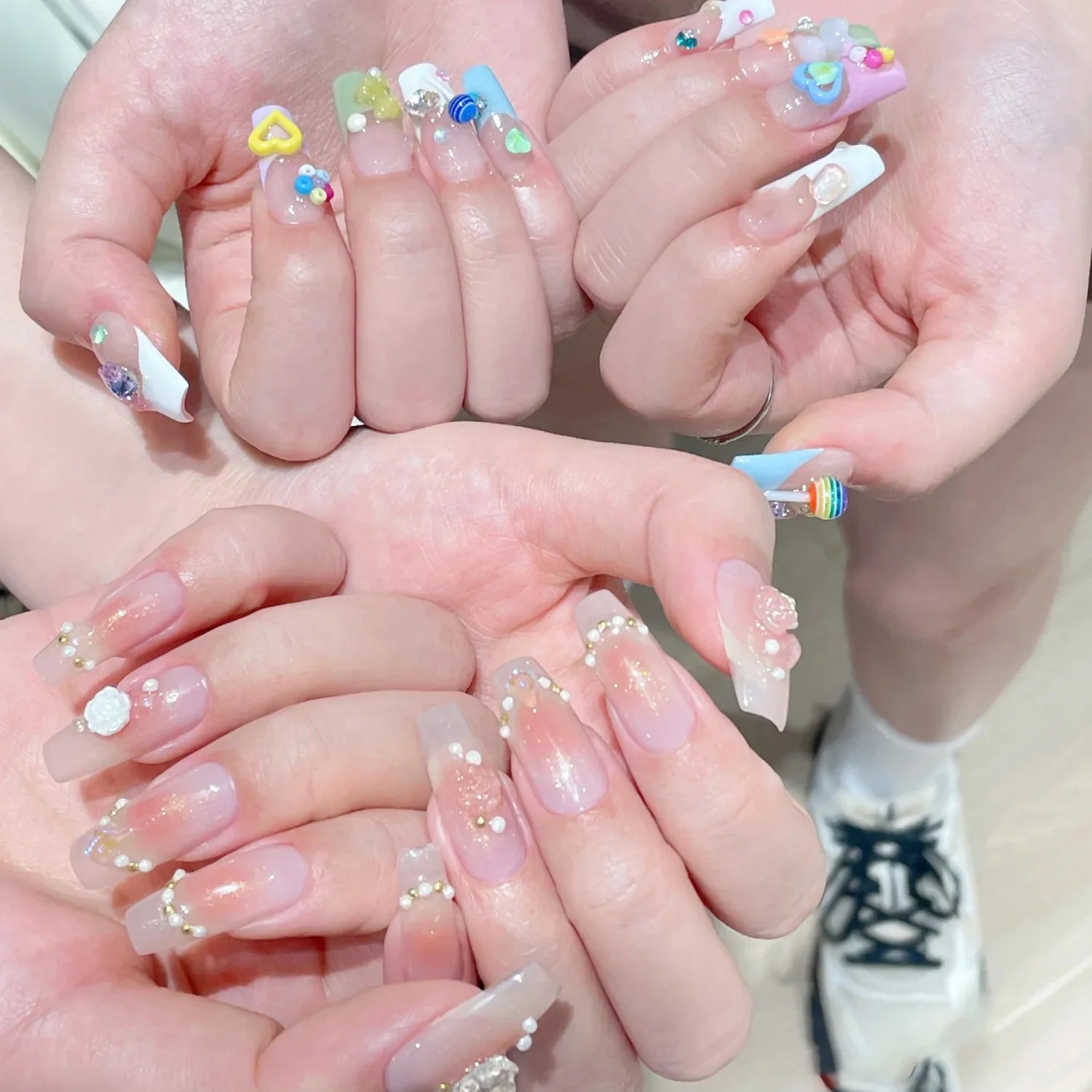 50 قطعة نجوم الجوف القلب مسمار الفن سحر الدوبامين مختلط اللون رسومات أظافر اكسسوارات ثلاثية الأبعاد الراين مجوهرات مانيكير اكسسوارات