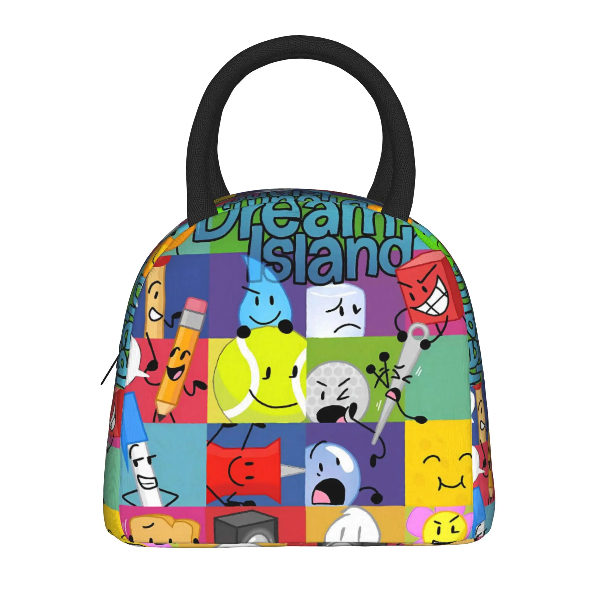 BFDI All Characters Lunch Bag  Casual Lunch Box For Women Travel Portable Zipper Cooler Bag Waterproof Print Thermal Lunch Bags