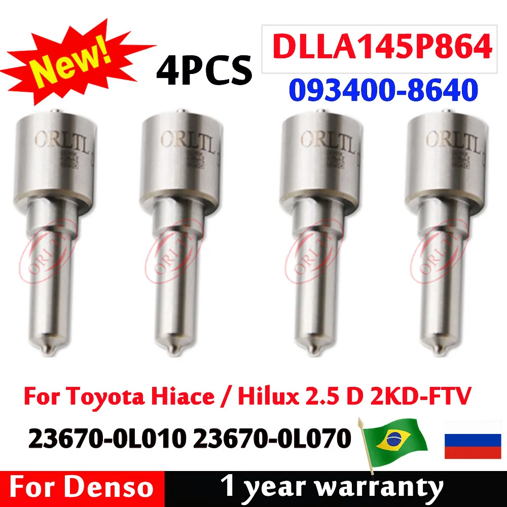 

4 шт. DLLA145P864 OEM 093400 -8640 Дизельная форсунка для TOYOTA HIACE HILUX 2KD 23670-0L010 23670-0L070 095000 -7760