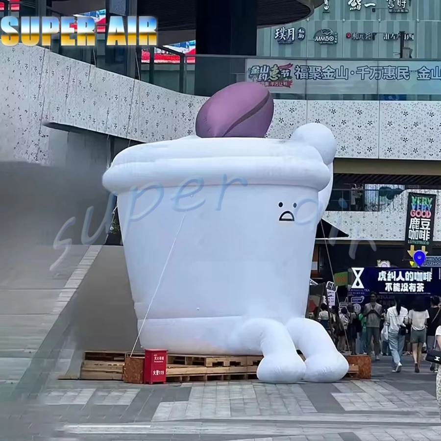Customized giant inflatable cartoon coffee cup doll,inflatable drink cup,outdoor activities decoration advertising props