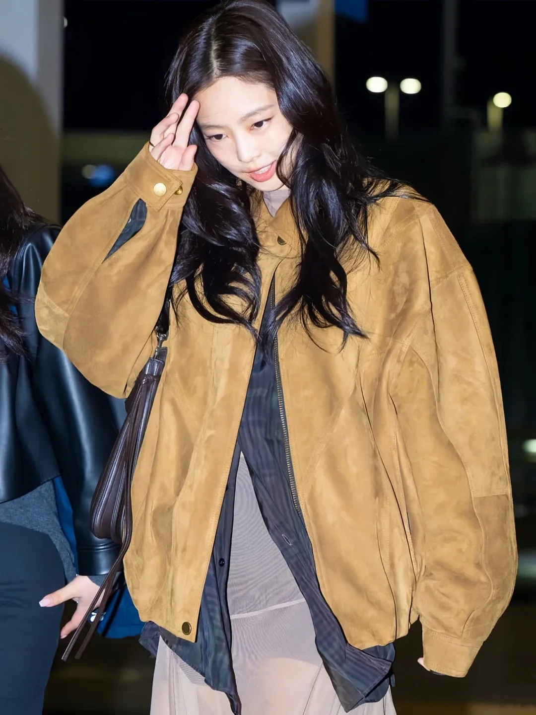 

Loose Pilot Jaet Suede Velvet JennieLeo Season Old Money Smoid Zipper Commute Sle Polyester Fiber Long Sve Regular Fit