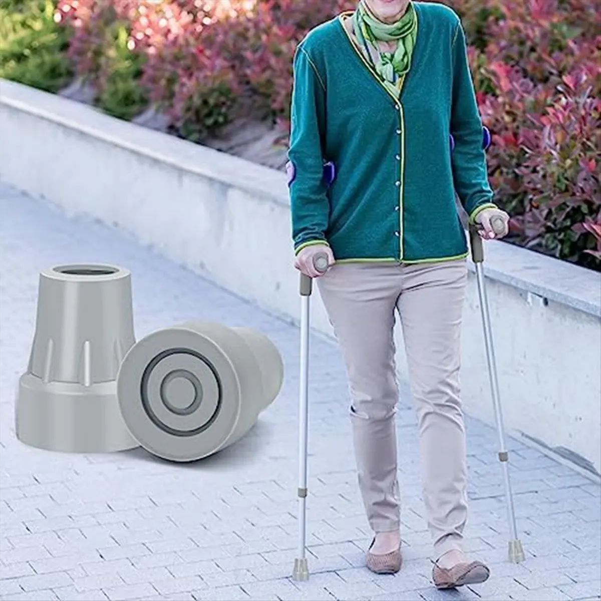 A89X Crutch Tips, 7/8Inch Heavy Duty Non-Slip Rubber Cane Tips, Replacement Cane Foot Caps, Crutch Pads,6 PCS