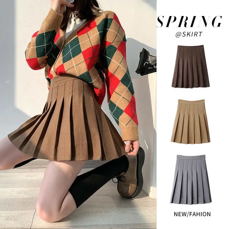 2025 New Sweet Girl Pleated Mini Skirts Women Korean Style High Waist School Short Pleated Kawaii Japanese School Uniform Skirts