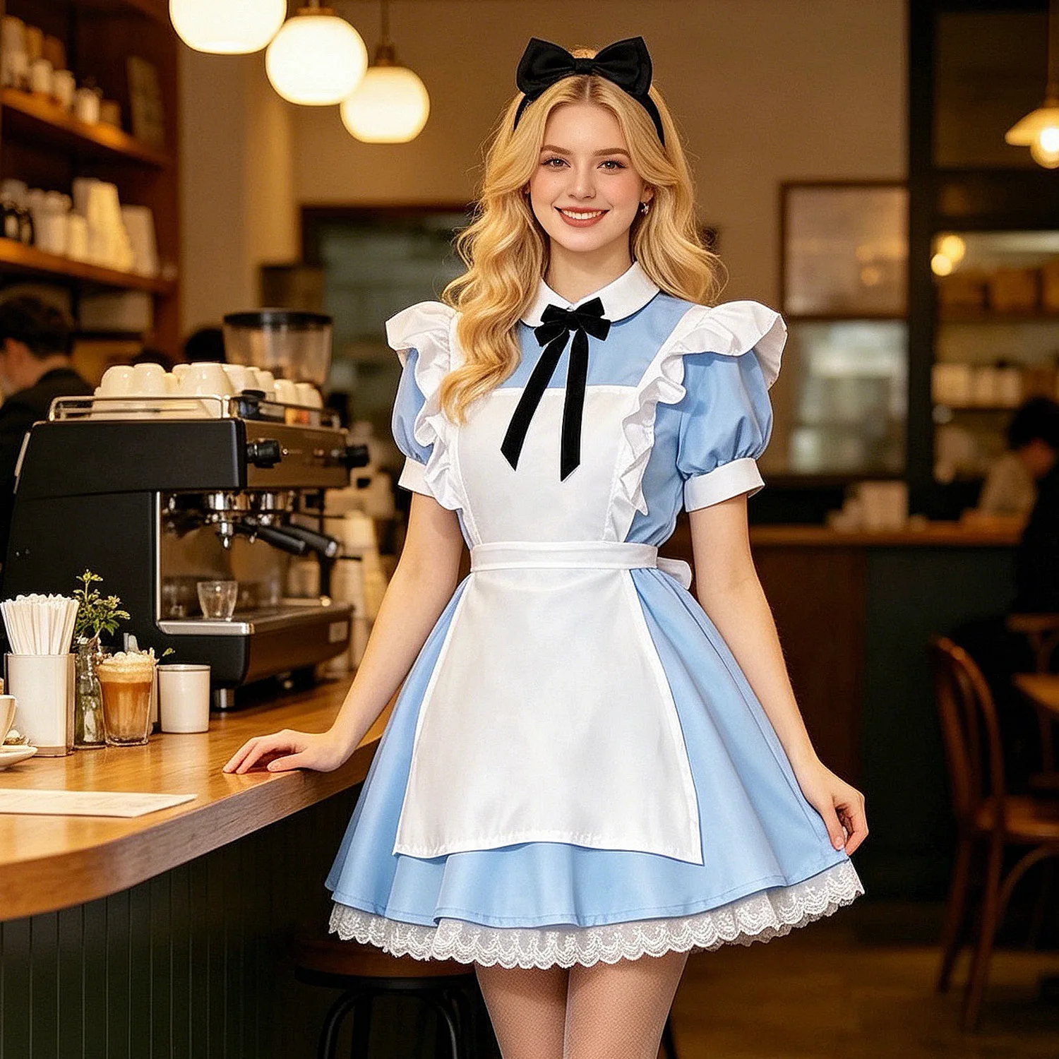 Damen Lolita-Kleid Dienstmädchen-Schürze Fantasia Karnevalsrock Cosplay-Kostüme Halloween-Kleidung Maskerade-Party Alice im Wunderland