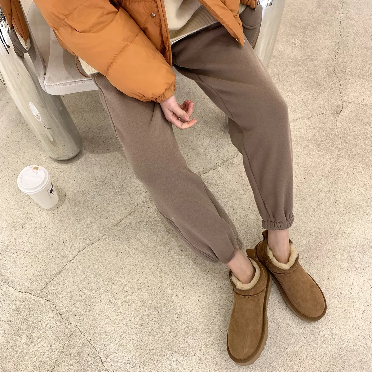 

Chic Korean Style Fleece Lined Loose Women's Sport Pants Casual Trousers High Waist Asymmetric Harlan Pants by Jia Ge's Shop