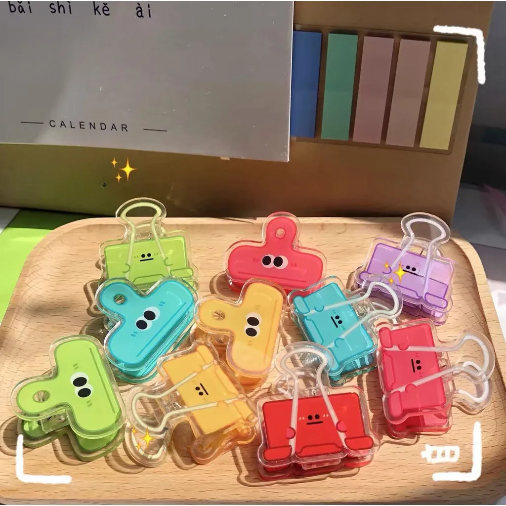 Colorful Acrylic Clips Cartoon Small Eyes File Papers Long Tail Clip Snacks Sealing Book Page Clip School Party Gifts