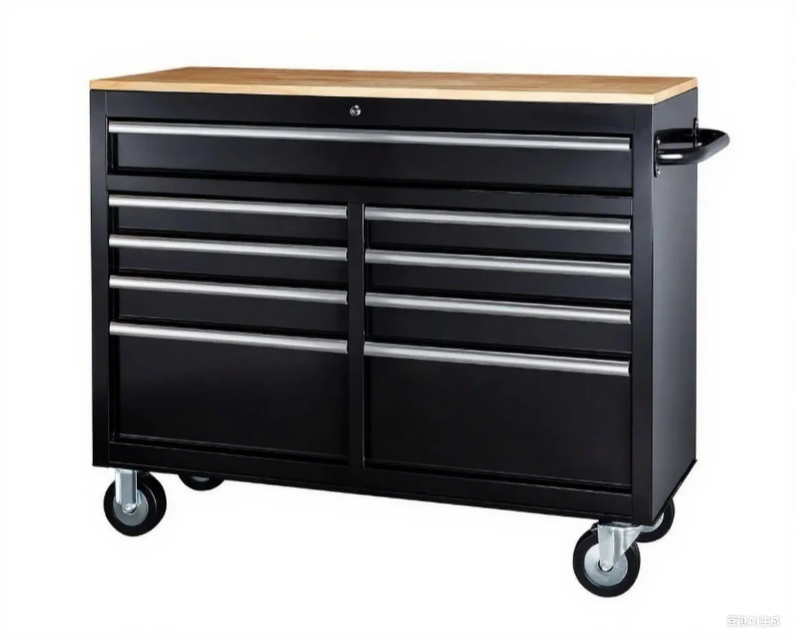 

Heavy46 In. 9-Drawer Workbench Auto Tools Trolley Cabinet Black