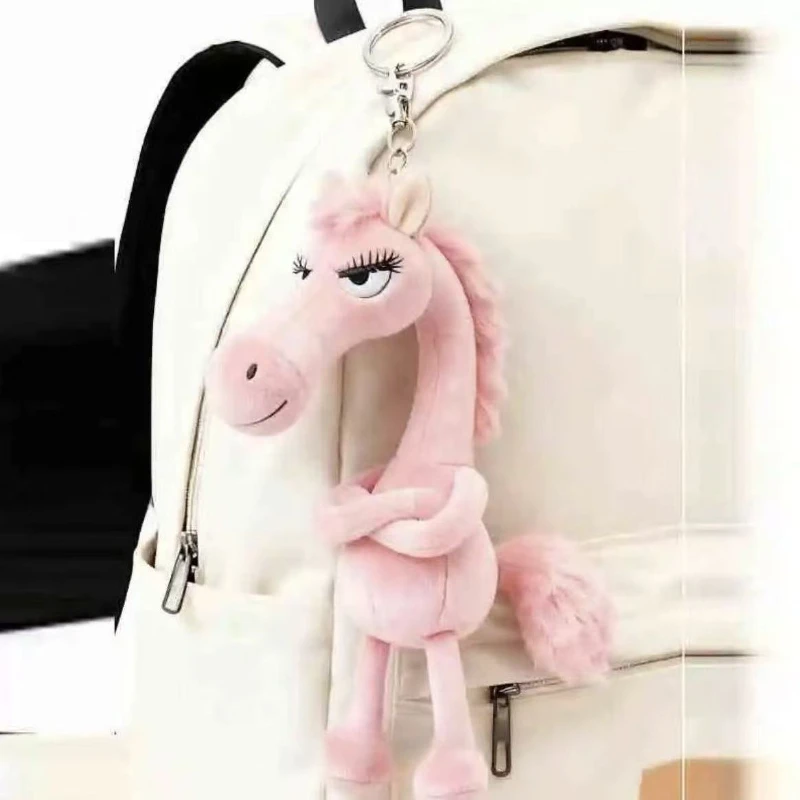 Chaveiro de cavalo preto brinquedo de pelúcia mochila pingente decoração ano do cavalo brinquedo de pelúcia presentes de ano novo para meninos e meninas 1 peça