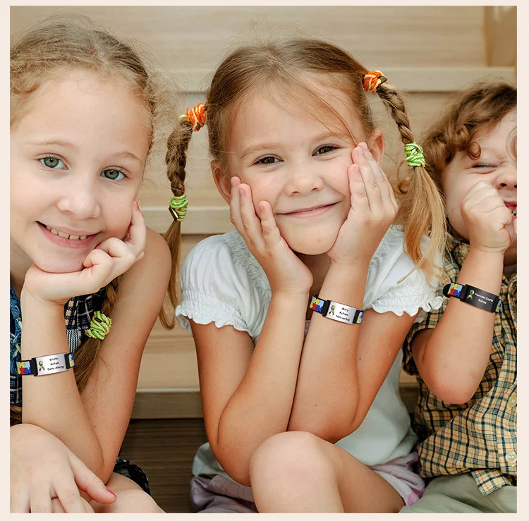 Personalisiertes Autismus-Asperger-Armband für kleine Jungen und Mädchen, graviertes medizinisches Alarm-ID, verstellbares Silikonarmband, graviertes Geschenk – Detail 6