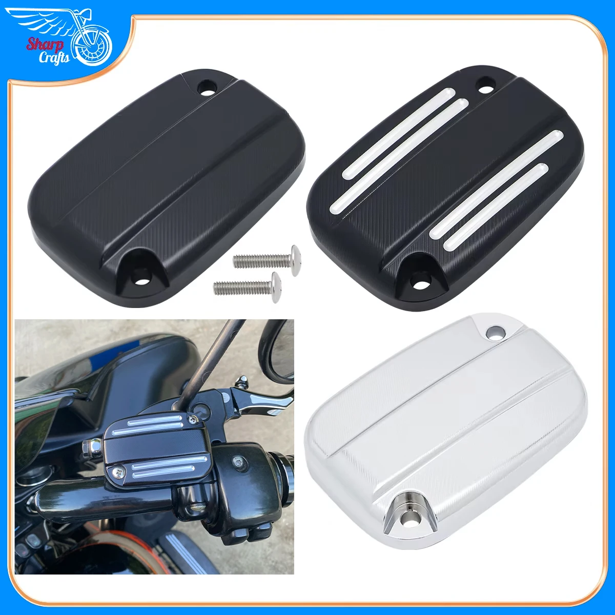 Motorcycle Brake Master Cylinder Reservoir Cover For Harley Touring Electra Street Glide Road King VRSCR V-Rod CVO FLHR FLH FLTR