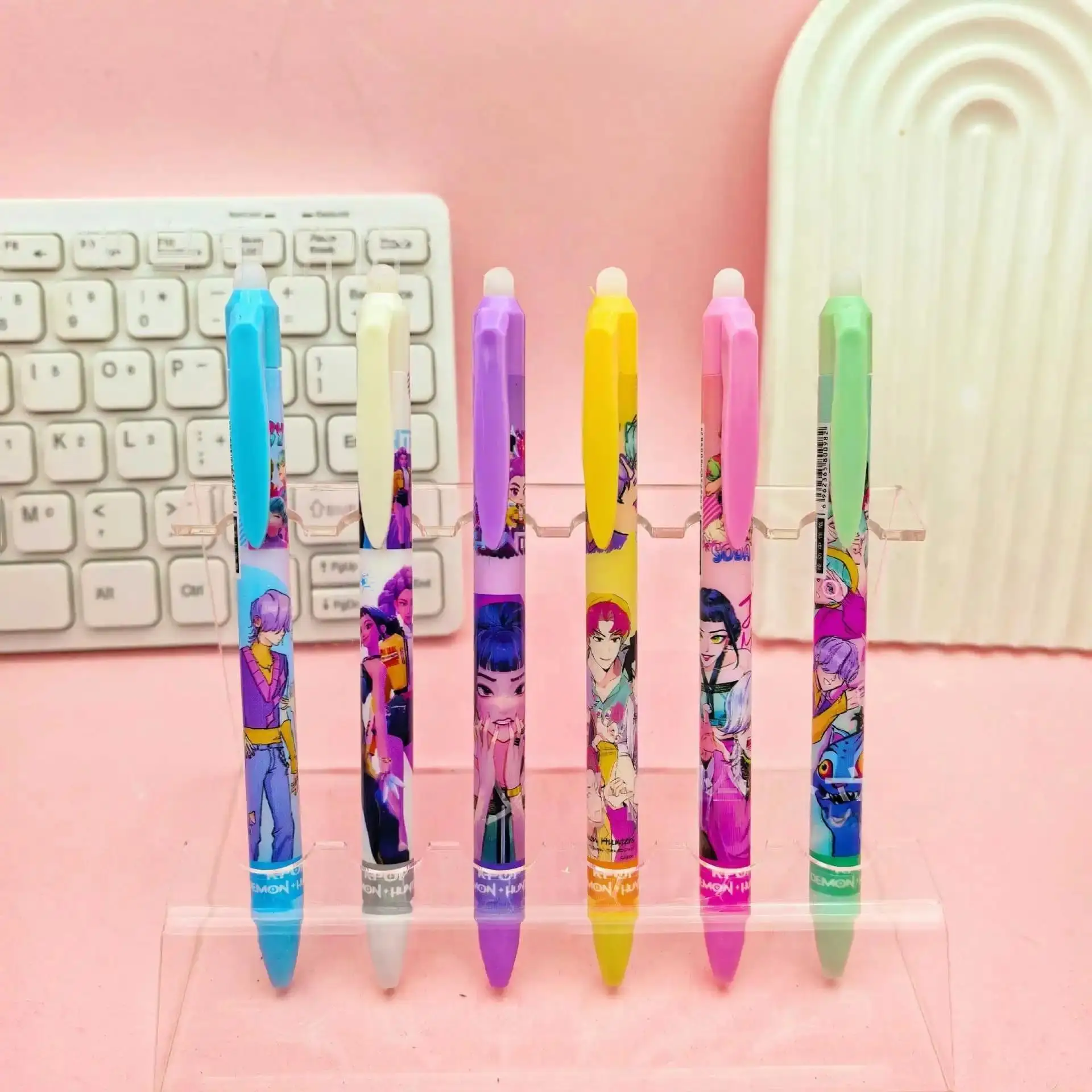 

12pcs Kpop Demons Hunter Erasable Pens Kids Kawaii Mira Zoey Gel Pen Student School Stationary Office Accessories Children Gift