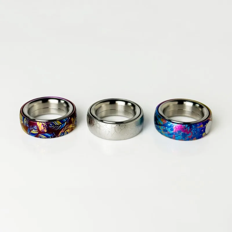 TiFireEDC Titanium Alloy Magnetic Ratchet Fingertip Ring Decompression Desktop Toy