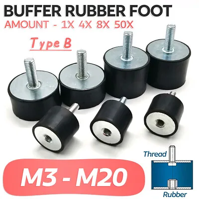 2PCS Rubber Mount Car Boat Bobbin Anti Vibration M3 M4 M5 M6 M8 - M20 Cylindrical / B