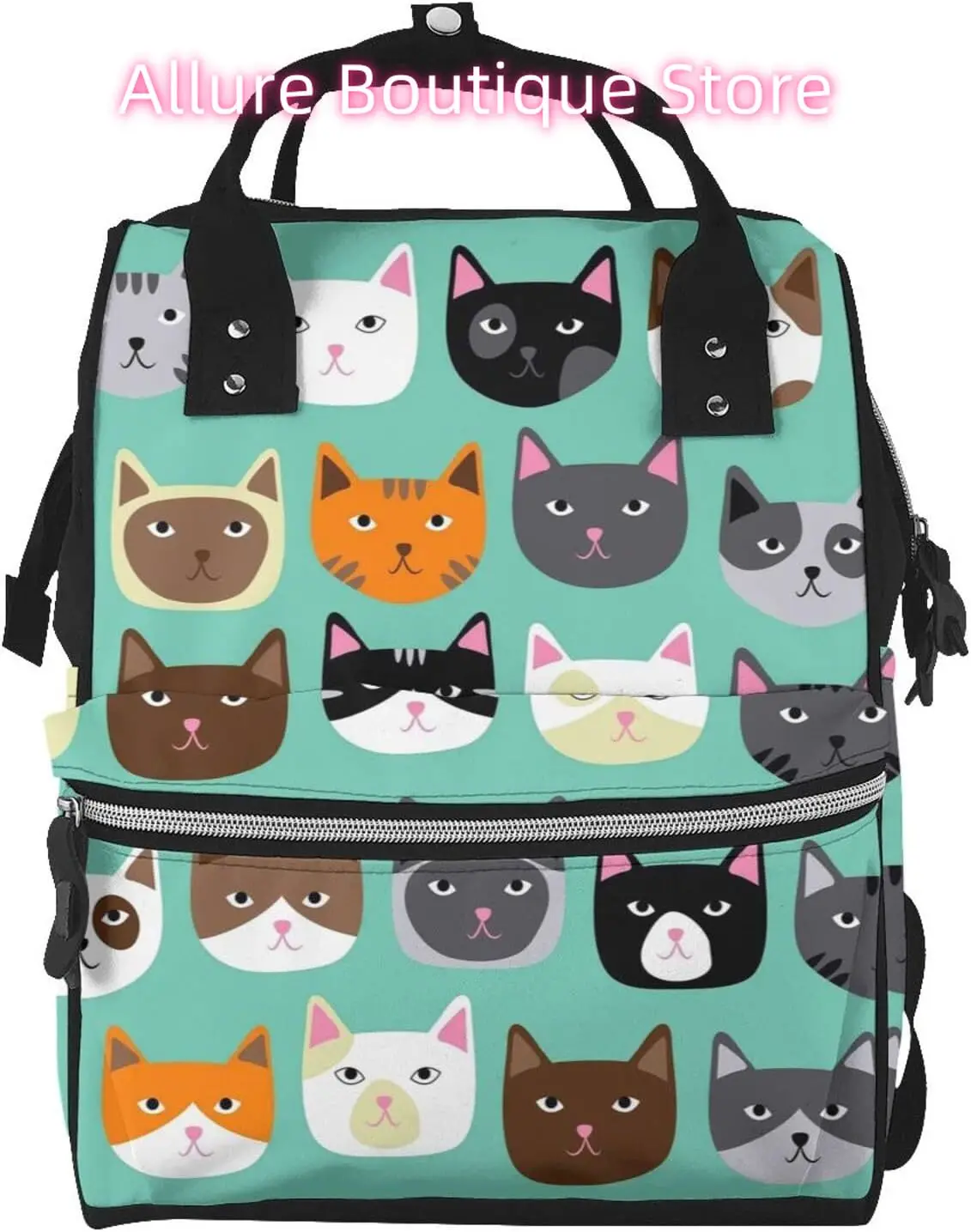 

Cartoon Cat Face Diaper Bag Backpack for Women Large Capacity Nappy Bag Multifunction Waterproof Mummy Backpacks for Mom Dad Ess