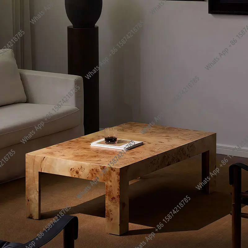 Tumor bark coffee table French antique rectangular solid wood living room designer high-end