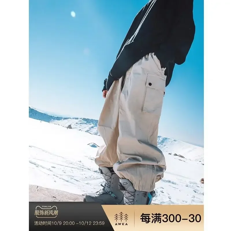 OT4-2025 شتاء جديد التزلج السراويل الفضفاضة الدافئة فضفاض التزلج السراويل في الهواء الطلق مقاوم للماء الإناث الثلوج على الجليد السراويل الملابس