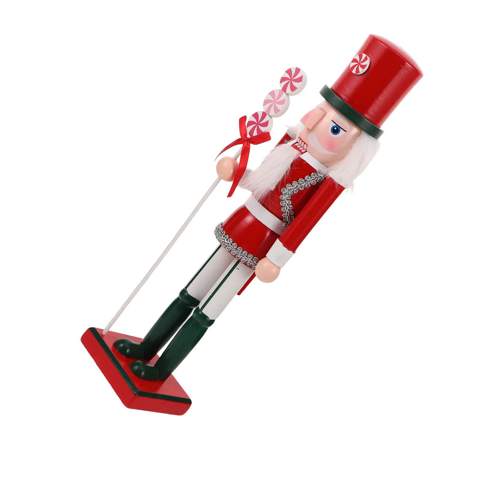 1pcs 38Cm Handmade Wooden Nutcracker Red Traditional Christmas Soldier Decoration Desktop Holiday Table Decor Festive Home Art