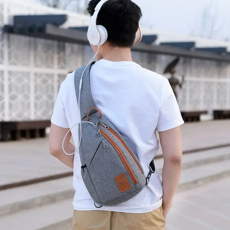 Bolsa de peito masculina, mochila transversal multifuncional de ombro com grande capacidade