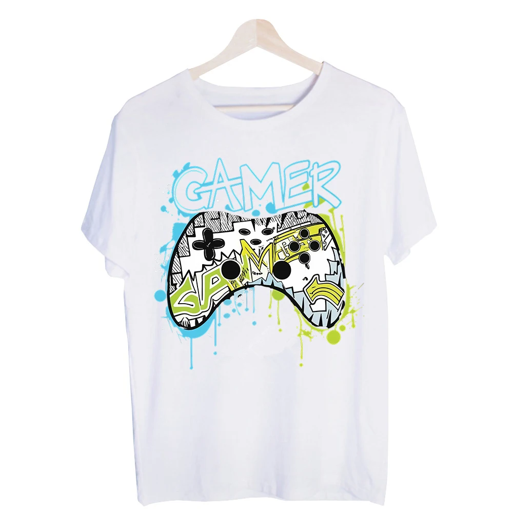 Men's Gaming Controller Graphic Tee, Short Sleeve Crew Neck T-Shirt for Casual Streetwear and Gaming Enthusiasts