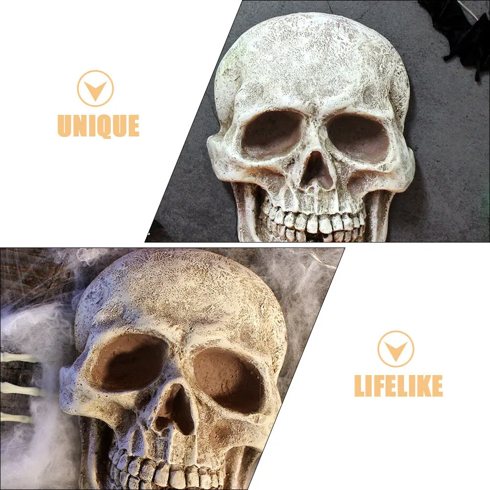 

Skull Decor Resin Material Realistic Design Home Aquarium Decoration Unique Halloween Sculpture