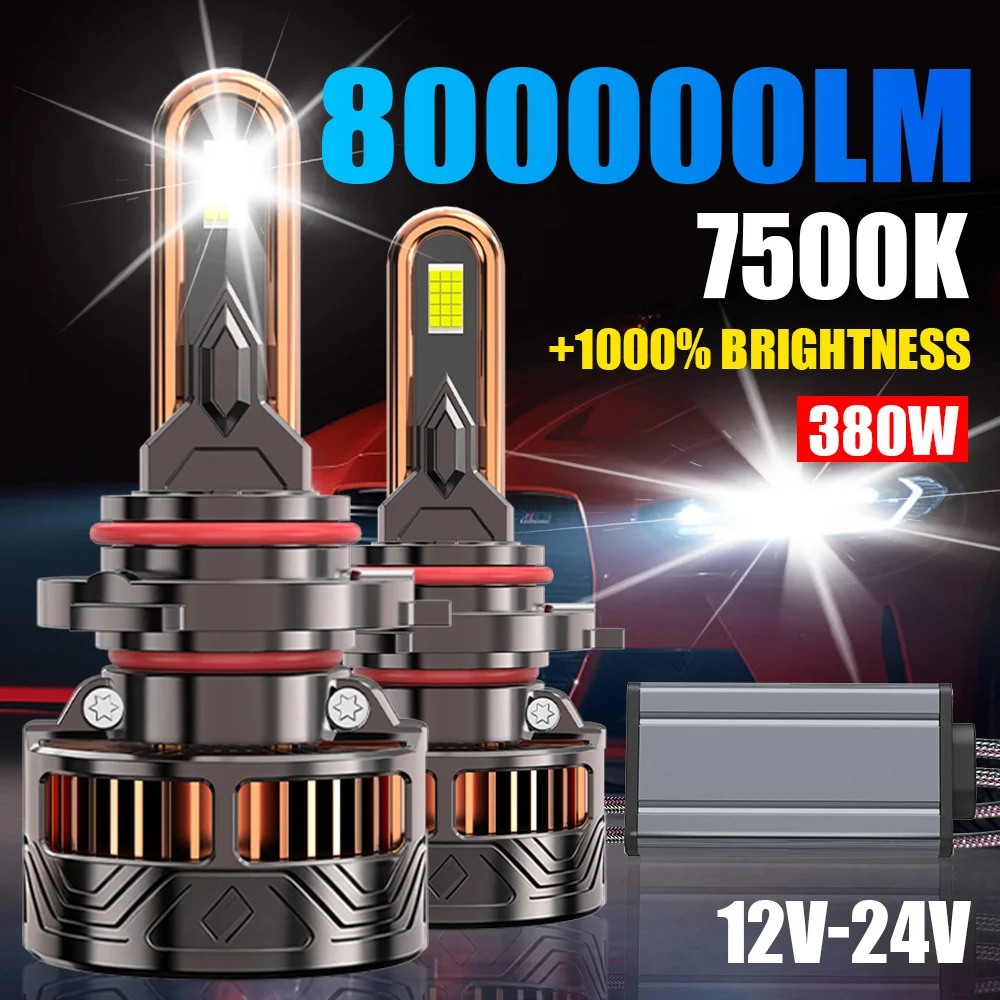 

2PCS H7 LED Headlight Bulb Upgrade 9005/HB3 9006/HB4 H11 H4 H1 LED Headlight Bulbs High Low Beam 380W 800000LM 1000% Brighter
