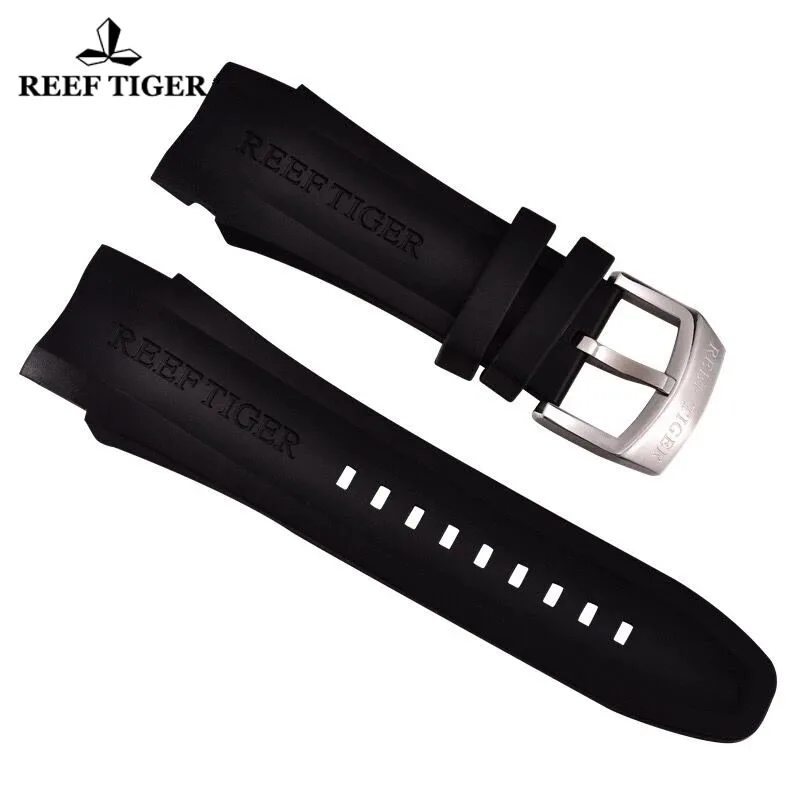 

Ремешок для часов Reef Tiger/RT из мягкой резины, водонепроницаемый ремешок для часов шириной 26 мм, черный резиновый ремешок для танкера RGA3069 RGA3069-VK RGA3069S