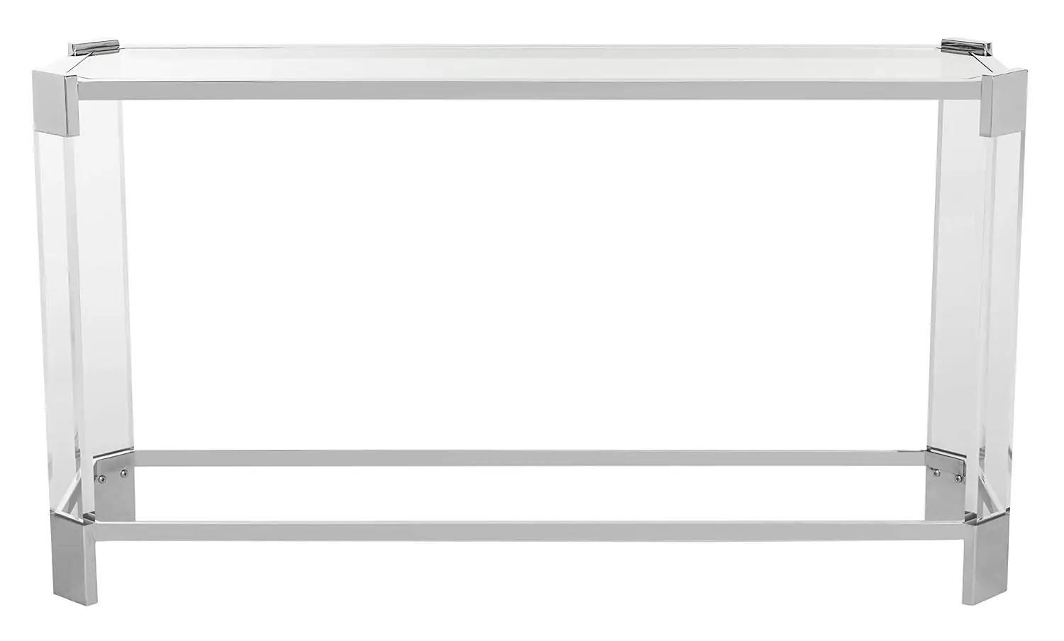Glam Silver Acrylic Glass Top Console Table, Customized