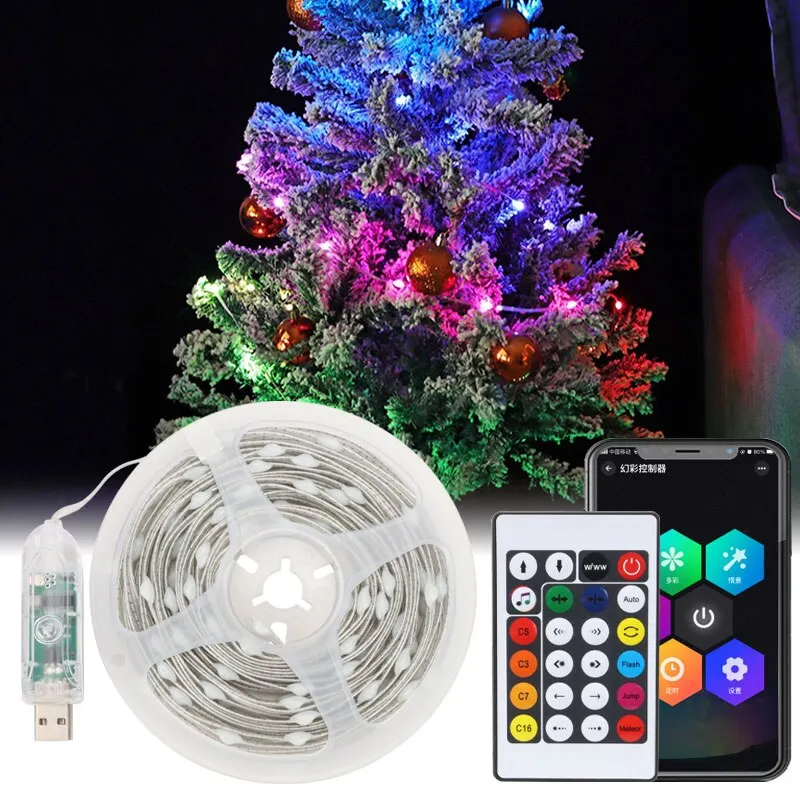 APP Symphony RGB 10M LED Strip USB Remote Control Strip Light Christmas Light String Car Interior Decoration Atmosphere Light 5v