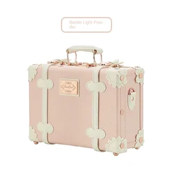 13/16/18 Inch Vintage Cosmetic Case Mini Luggage PU  Lightweight Suitcase Ready Bag Handbag Password Lock Small Makeup Box