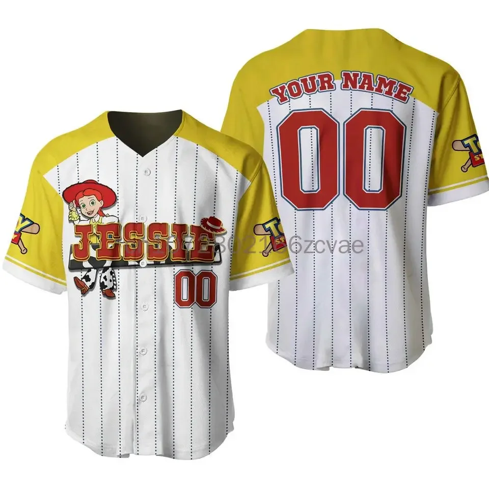 

Summer New Toy Story Jessie Baseball Jersey 3D printed casual fashion button street custom baseball jersey