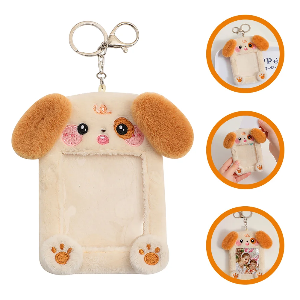 

Plush Animal Card Holder Keychain Cartoon Cards Cover Id Badge Protector Bus Sleeves Rabbit