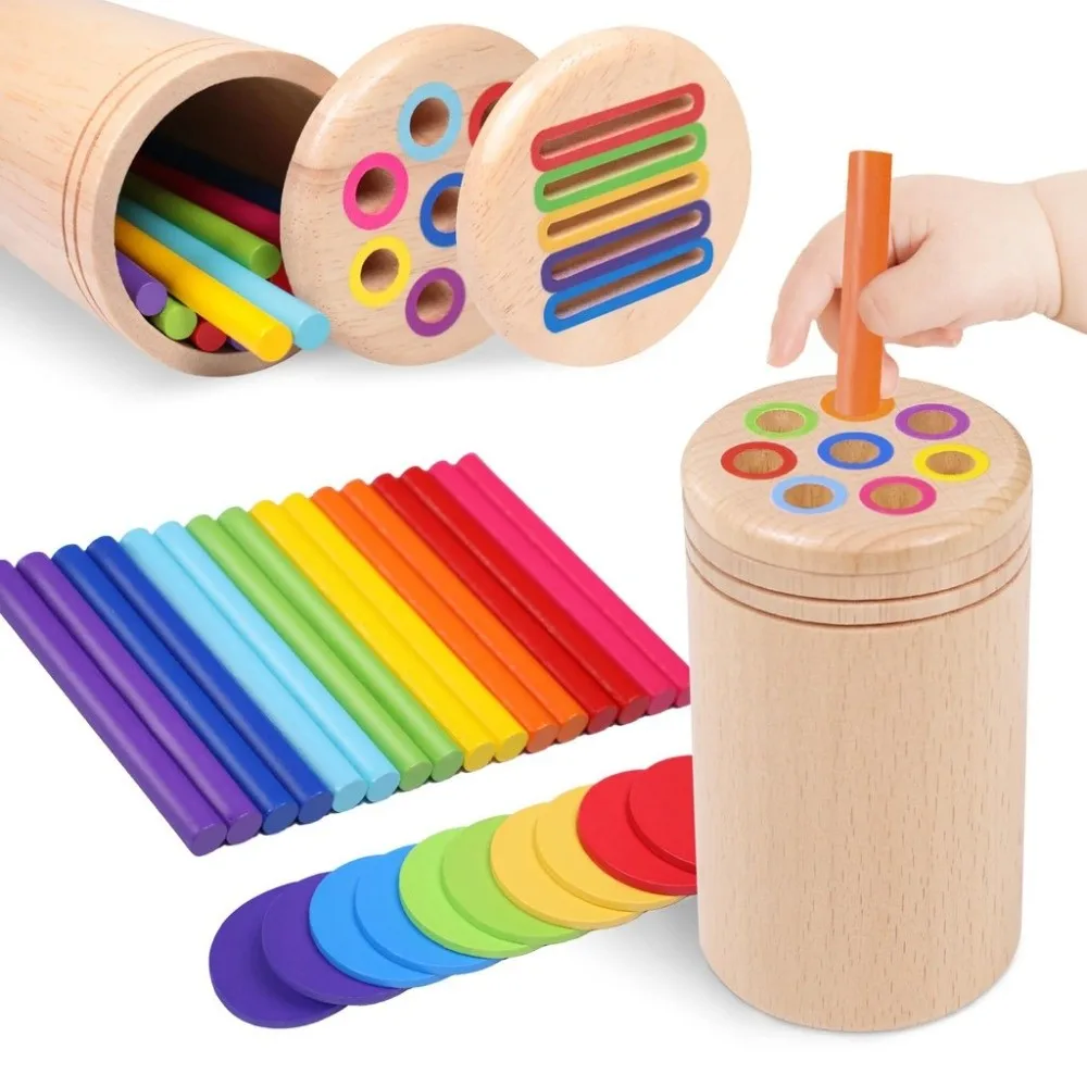Montessori Color Sorting Toys Wooden Early Educational Shape Matching Toys Cognitive Training Hands-on Skills Exercising