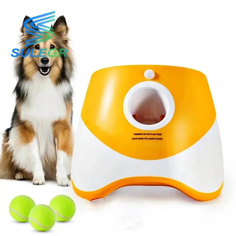 

Dog Tennis Launcher Automatic Pet Dogs Chase Toy Mini Tennis Throwing Pinball Machine Fun Interactive Throw Rechargable Catapult