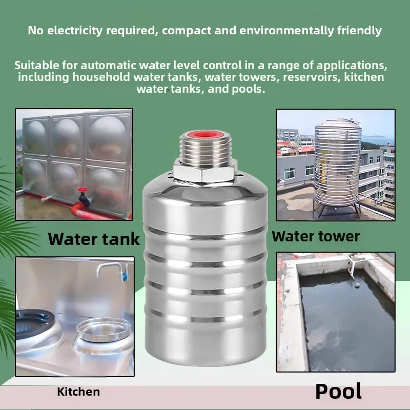 304 Stainless Steel Float Valve for Water Tank, Automatic Water Level Controller with Water Full Auto Stop Function