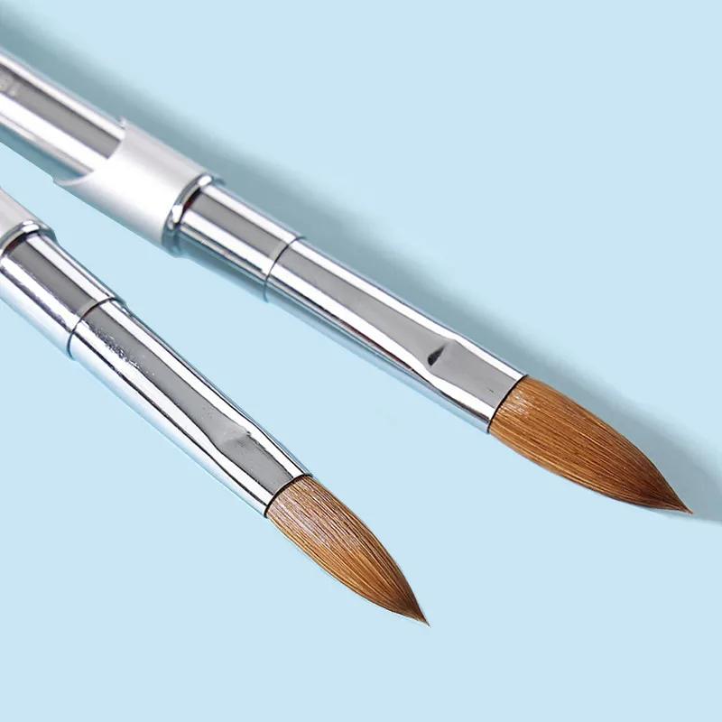 

100% чистая кисть для ногтей Kolinsky, серебряный УФ-гель-лак для наращивания ногтей, ручка для маникюра, кисти для рисования и рисования