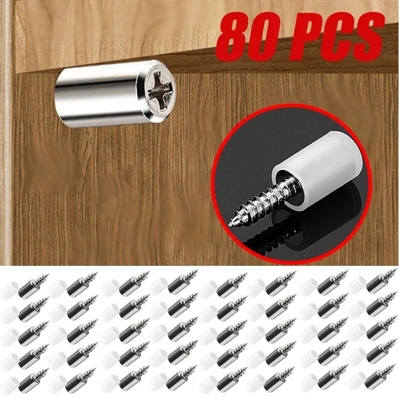 Auto Tapping Screws Layer Plate Holder, Wardrobe Storage Rack, Fixed Septo Support, Luva de borracha resistente a deslizamento, 80 pcs, 10pcs