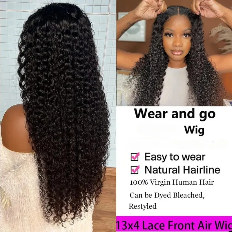 Perruque Lace Front Wig Deep Wave Naturelle, Cheveux Humains, 13x4, 30 Pouces, Pre-Plucked, Densité 250, Transparent HD, pour Femme