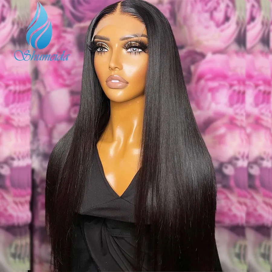 Shumeida – perruque Lace Closure Wig sans colle brésilienne, cheveux naturels, 4x4, avec Baby Hair, partie centrale