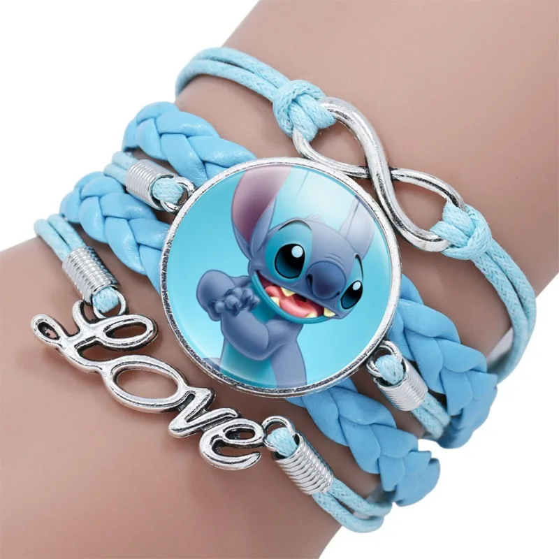 Disney Stitch bransoletka Gem niebieska bransoletka modna czas dla dziewczynek chłopców Lilo i stich regulowana ręcznie robiona bransoletka