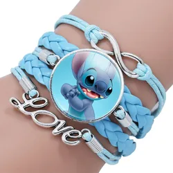 Disney Stitch bransoletka Gem niebieska bransoletka modna czas dla dziewczynek chłopców Lilo i stich regulowana ręcznie robiona bransoletka biżuteria 2024