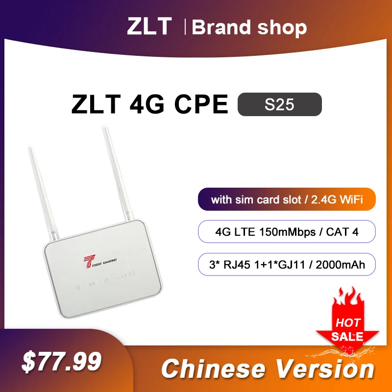 

Wi-Fi-роутер ZLT S25, 150 Мбит/с, 4G, Wi-Fi