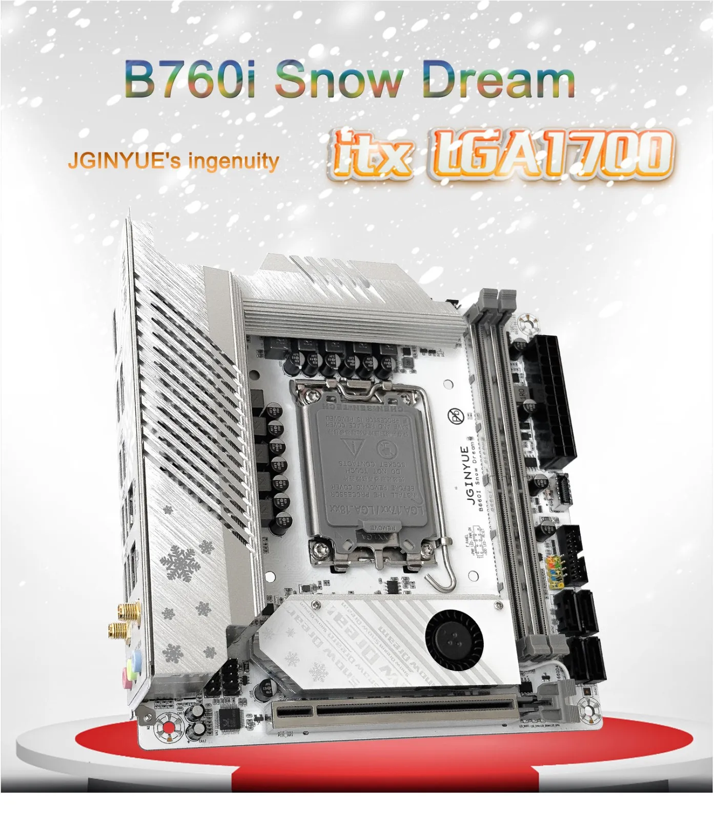 JGINYUE B760i Motherboard LGA 1700 Support Intel Core i3/i5/i7/i9 12th 13th DDR4 Memory New Desktop itx B760i-Snow Dream